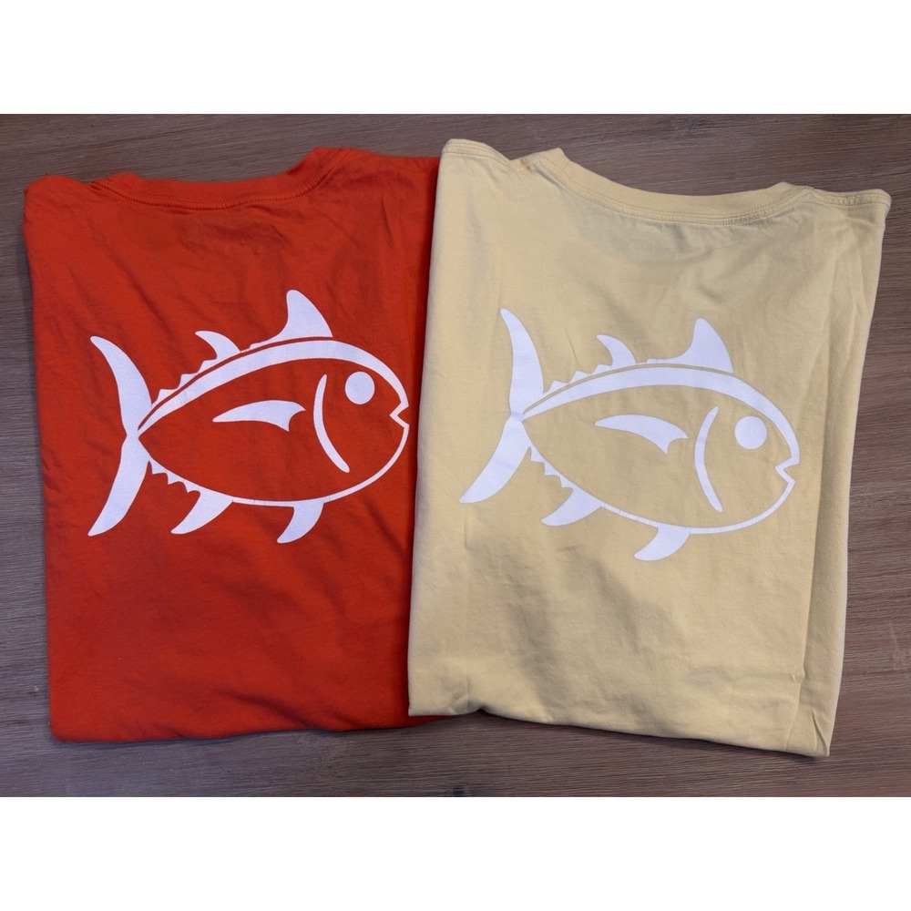 Southern Tide Shirt Mens XL Orange Yellow Cotton Crew Neck Short Sleeves Tee